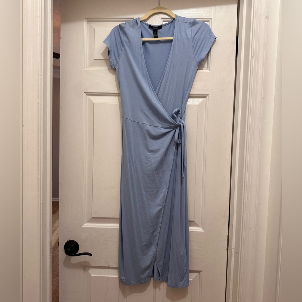 Blue cross body tie dress